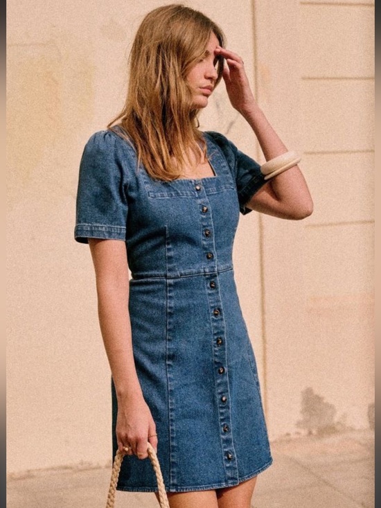 Sezane Dresses & Skirts - Sezane Lianne Denim Jean Button Front Dress